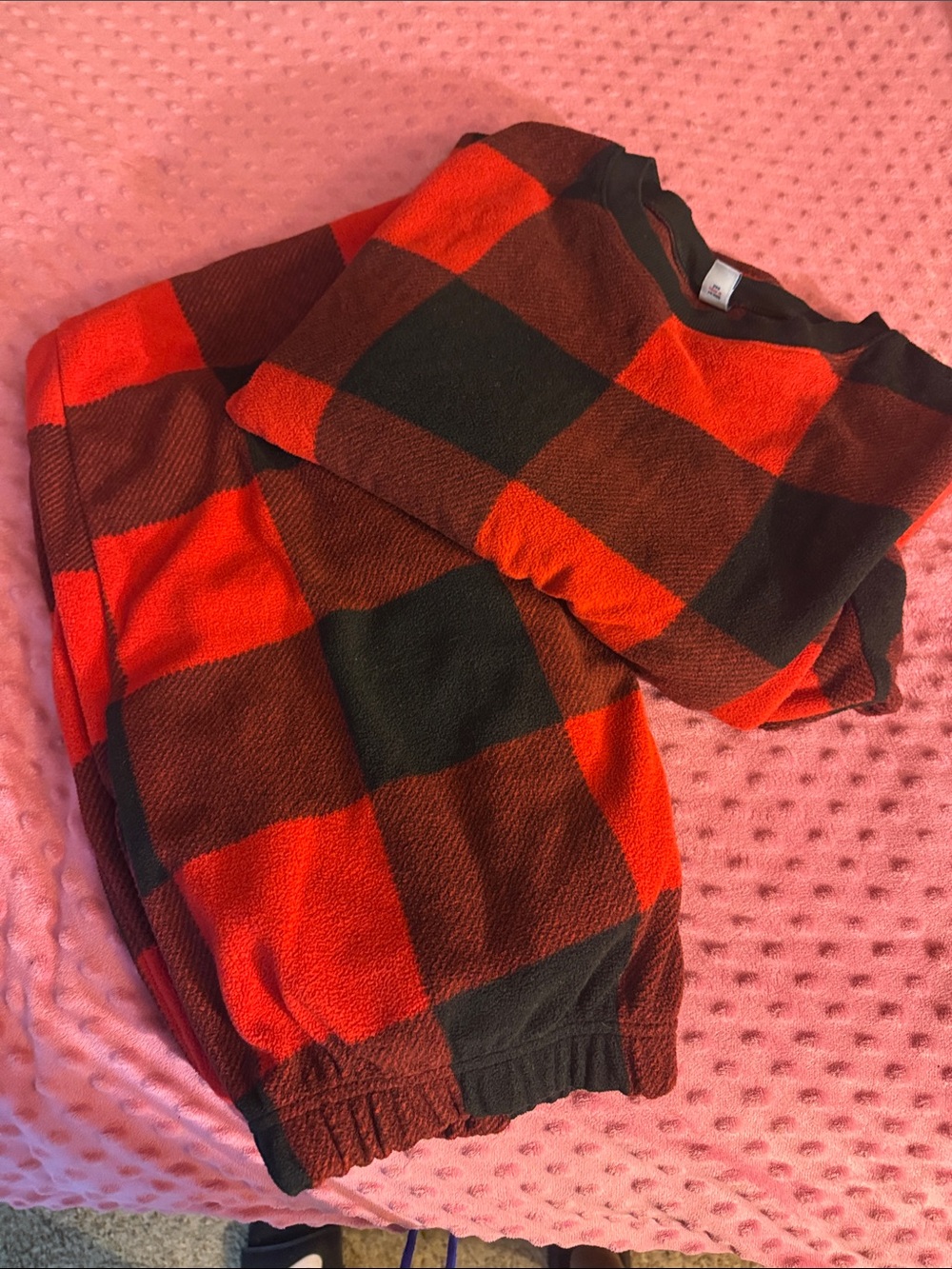 Old Navy Red and Black Buffalo Plaid Fleece Pajama Set
